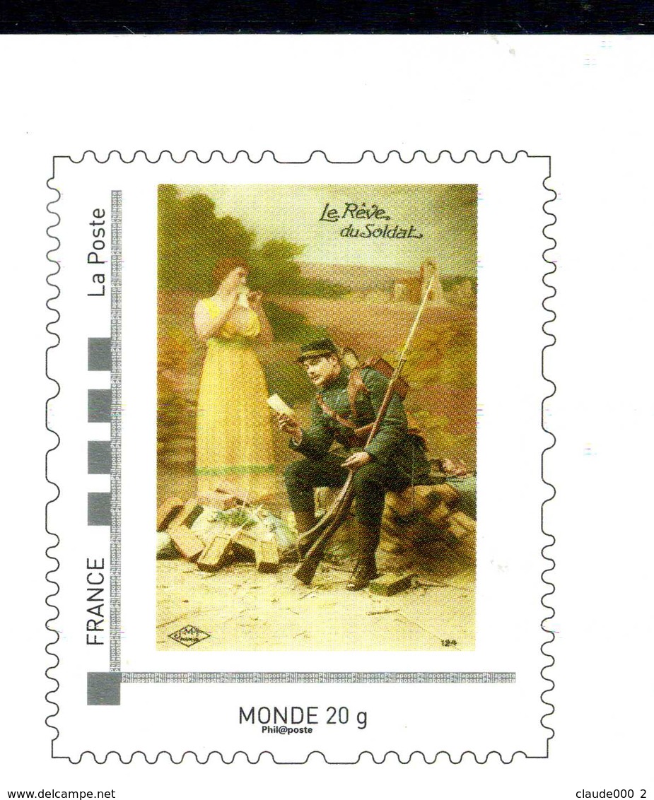 CARTE LA POSTE  HOMMAGE AUX COMBATTANTS 14-18  AVEC AFFRANCHISSEMENT MONDE " Le Réve Du Soldat " (U564) - Prêts-à-poster:  Autres (1995-...)