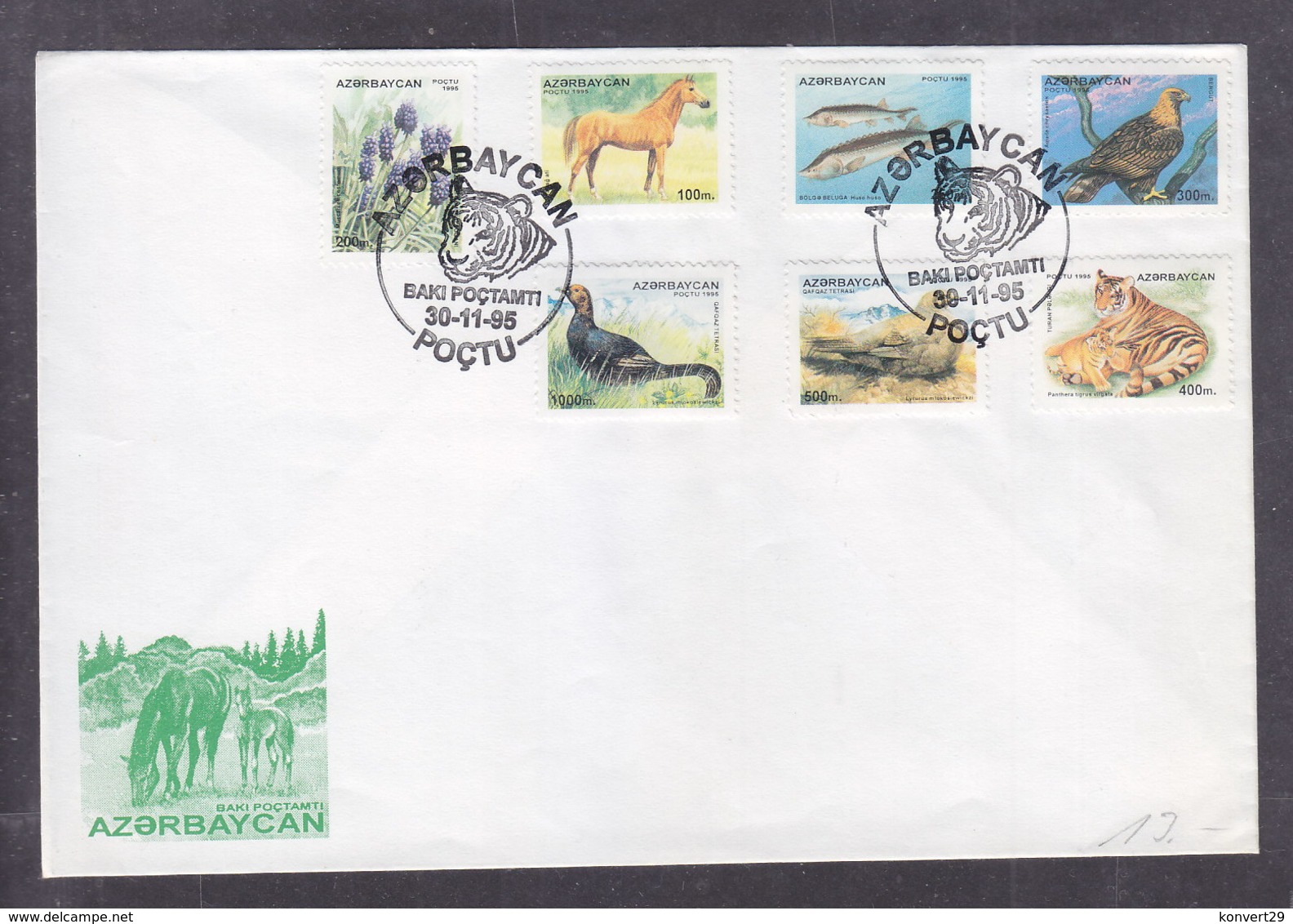 Azerbaïjan 1995 Definitive Issue.Flora And Fauna FDC - Azerbaijan