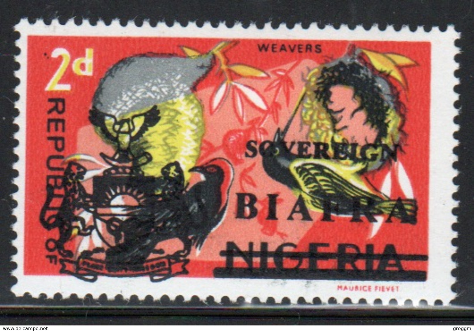 Biafra 1968 2d Definitive Stamp Of Nigeria Overprinted 'Sovereign Biafra'. - Nigeria (1961-...)