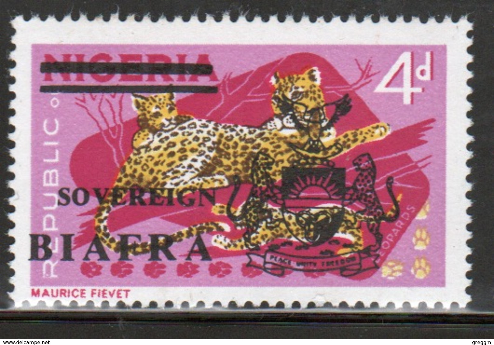 Biafra 1968 4d Definitive Stamp Of Nigeria Overprinted 'Sovereign Biafra'. - Nigeria (1961-...)