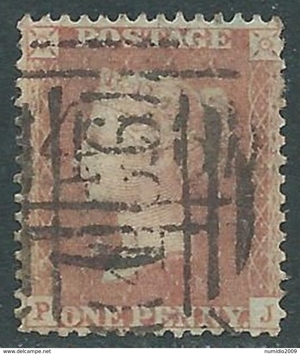 1854-57 GREAT BRITAIN USED PENNY RED BROWN 1d SG 38 P14 (PJ) - F20-2 - Used Stamps