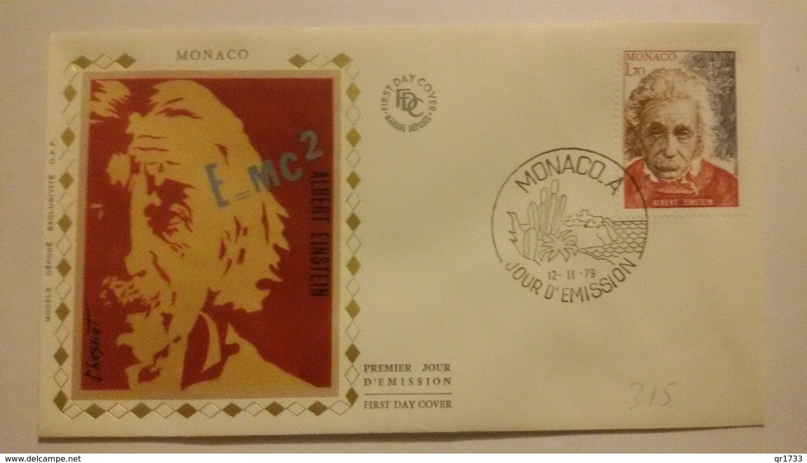 MONACO ..1°  Jour.d'émission..FDC ..1979 ..  ALBERT  EINSTEN  E=MC 2 - Gemeinschaftsausgaben