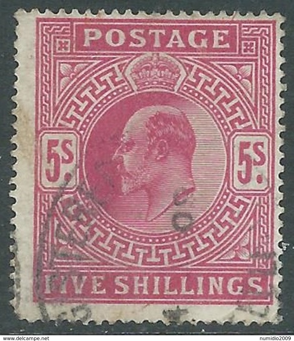 1902-10 GREAT BRITAIN USED SG 263 5s BRIGHT CARMINE - F21-10.2 - Usati