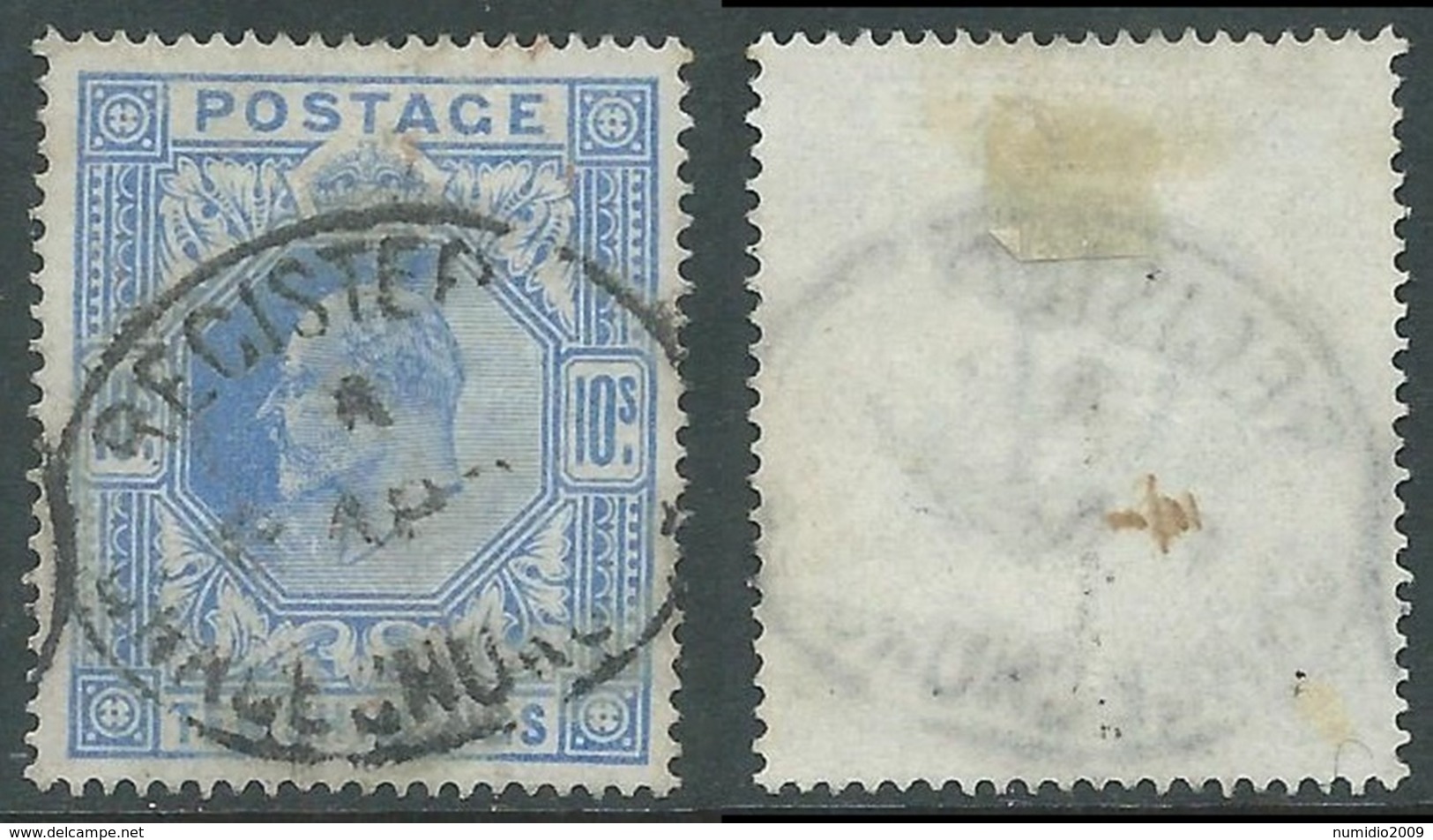 1902-10 GREAT BRITAIN USED SG 265 10s ULTRAMARINE - F21-10 - Usati