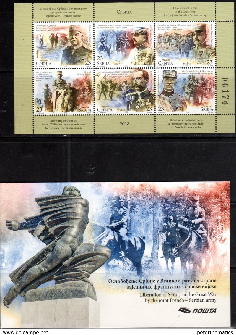 SERBIA, 2018, MNH, WWI,  LIBERATION OF SERBIA BY FRANCO-SERBIAN ARMY, HORSES, SHEETLET IN BOOKLET - WW1