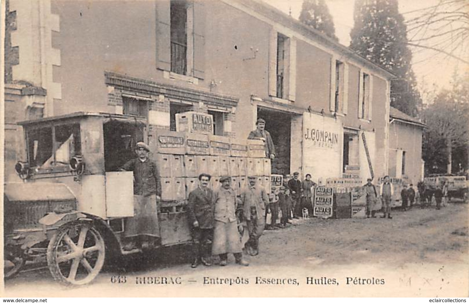 Ribérac        24     Maison Compain. Entrepôts Essences.Huiles.Pétroles. Camion Ancien.          (voir Scan) - Riberac