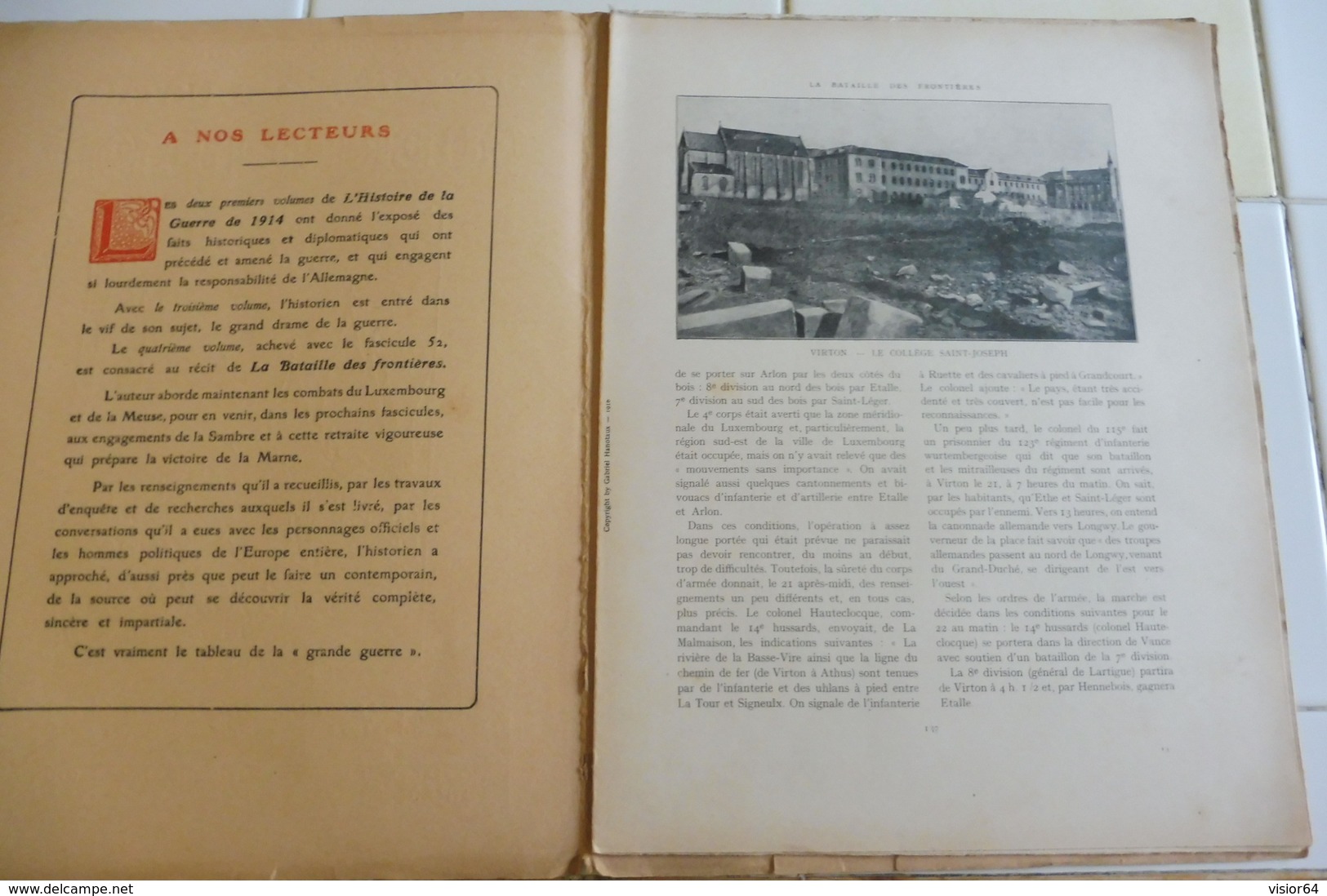 59-Histoire Illustrée Guerre 1914- Houplons ,Collège St Joseph Virton Ethe Longwuy-Bas Vauban Cons La Grandville Chiers - Français