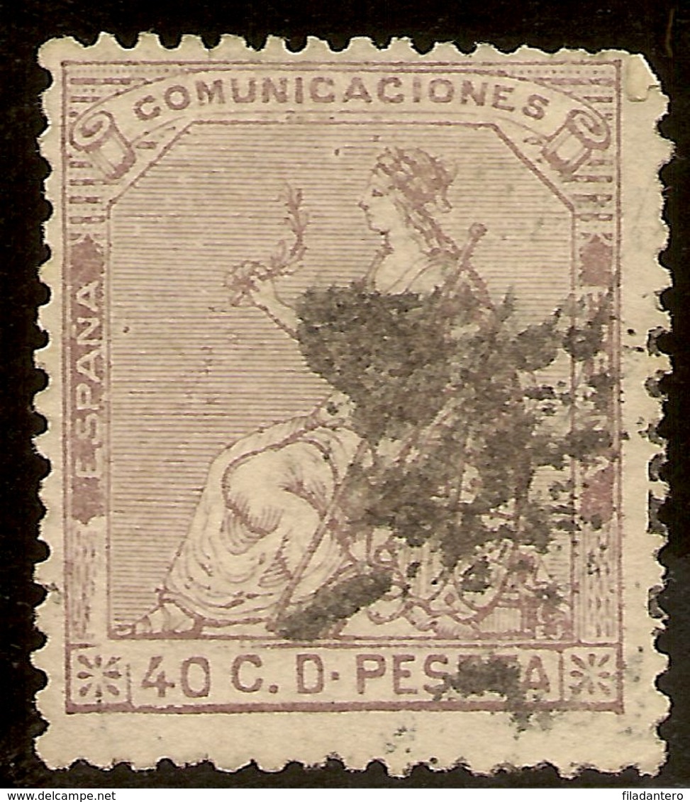 España Edifil 136 (º)  40 Céntimos Castaño  Corona Y Alegoría  1873  NL1557 - Usati