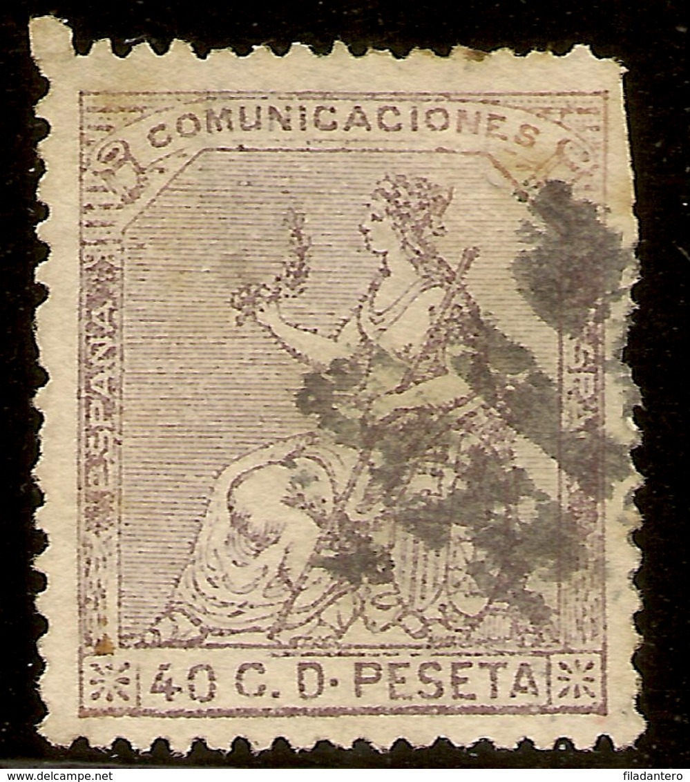 España Edifil 136 (º)  40 Céntimos Castaño  Corona Y Alegoría  1873  NL1557 - Used Stamps