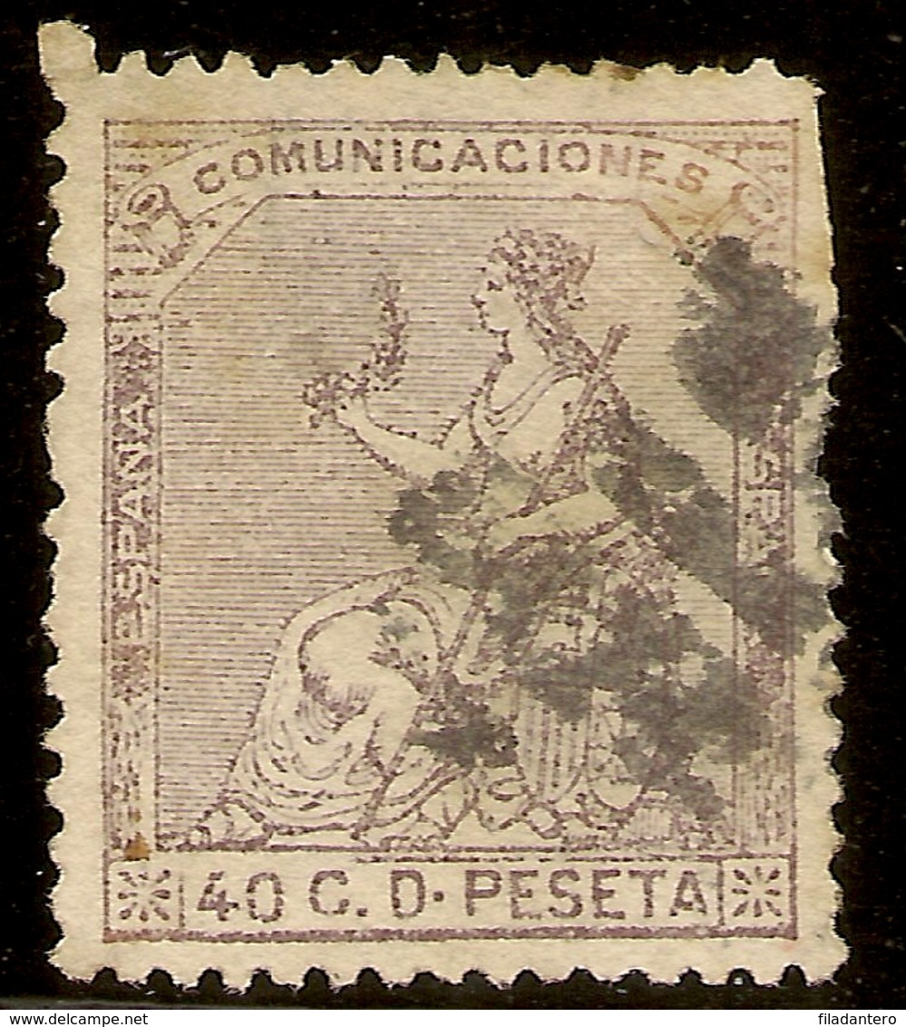 España Edifil 136 (º)  40 Céntimos Castaño  Corona Y Alegoría  1873  NL1557 - Gebruikt