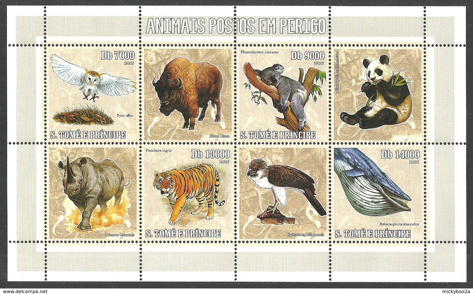 ST THOMAS AND PRINCE 2006 WILDLIFE BIRDS OWL WHALE KOALA PANDA M/SHEET MNH - Sao Tome And Principe