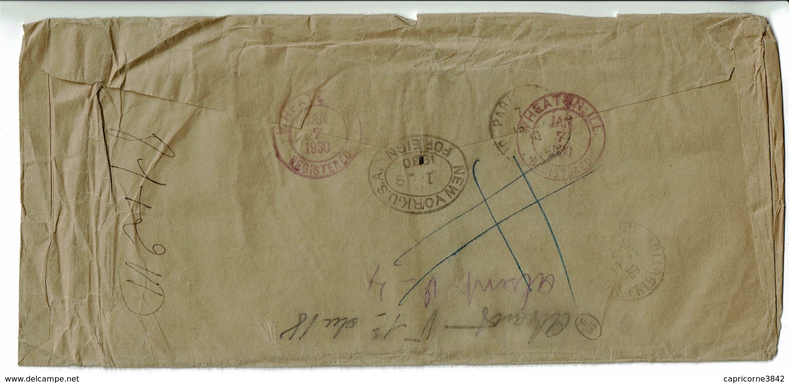 1930 - Lettre De Wheaton  Pour Paris - Recommandée - Tp N° 242 - Oblitération "bouchon" - Storia Postale