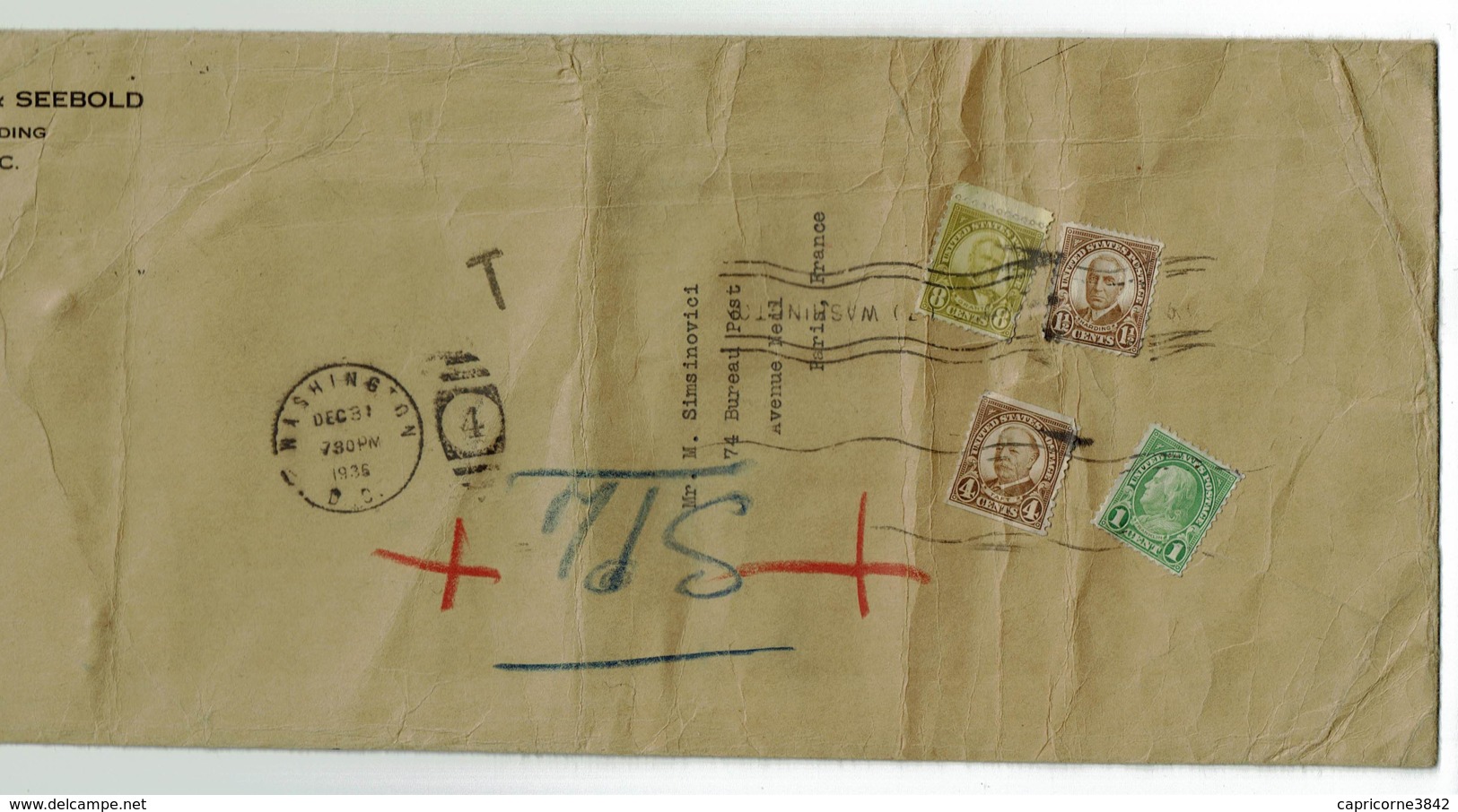 1936 - Lettre De Washington Pour Paris - Tp N° 228 - 235 - 292 - 293 - Storia Postale