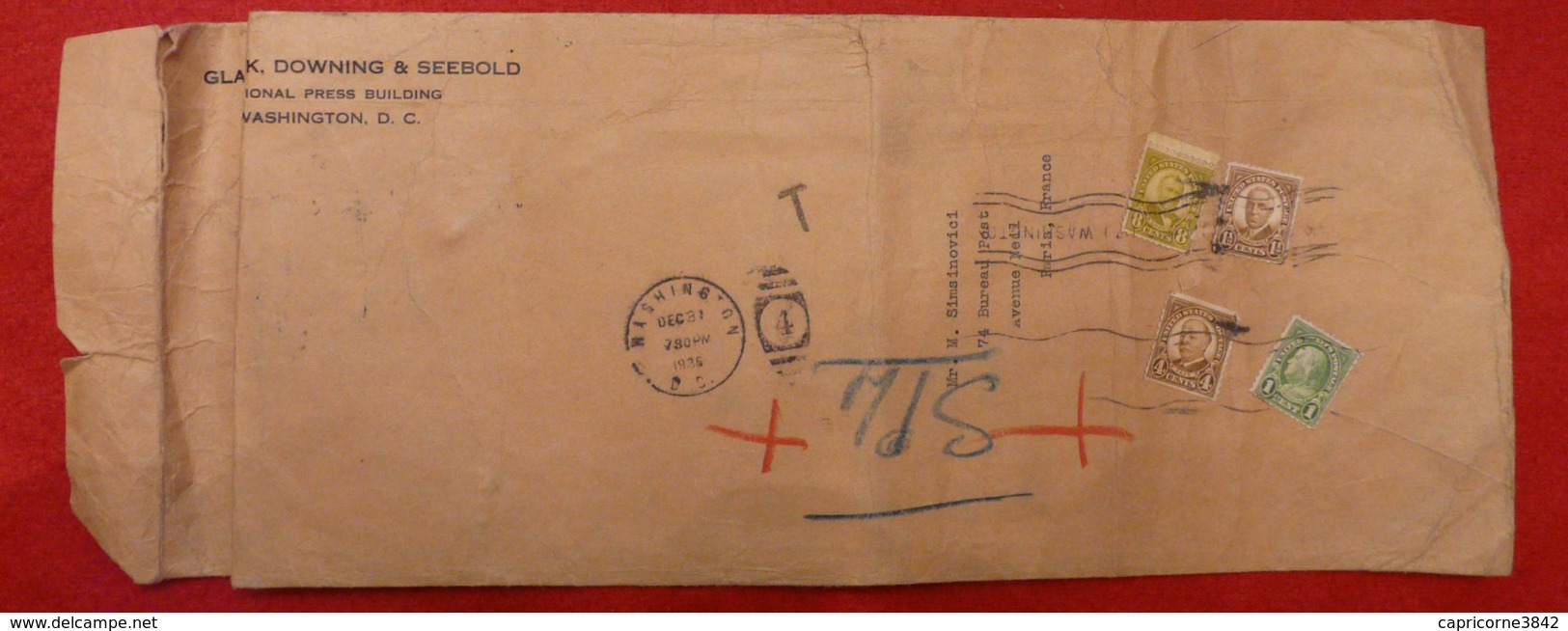 1936 - Lettre De Washington Pour Paris - Tp N° 228 - 235 - 292 - 293 - Marcophilie