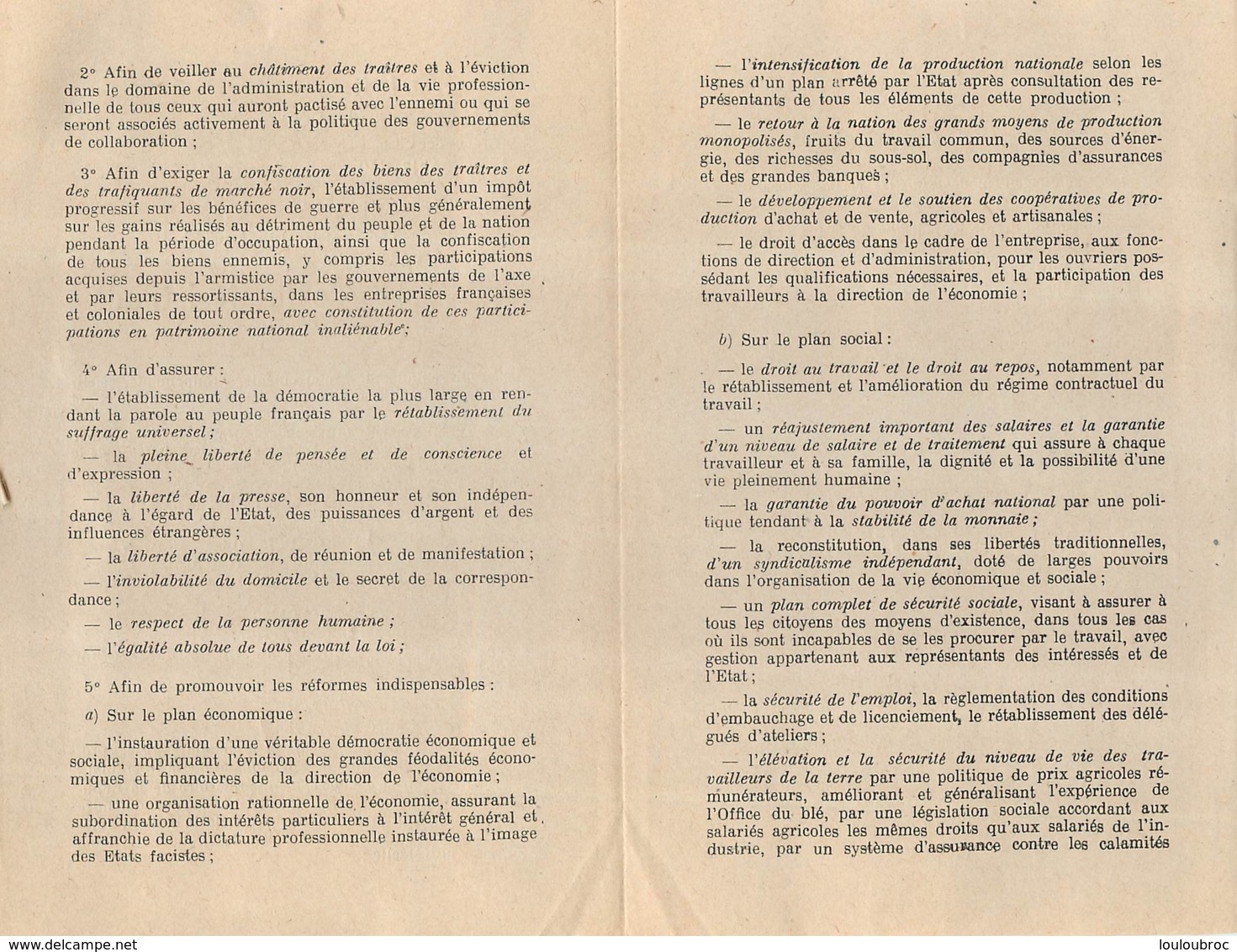 CEUX DE LA RESISTANCE LA CHARTE DE LA RESISTANCE  63 AV DES CHAMPS ELYSEES PARIS 8em - 1939-45