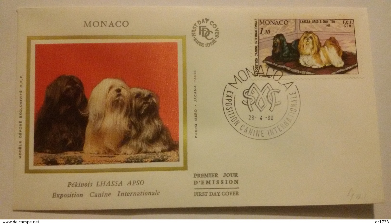 MONACO ..1°  Jour.d'émission..FDC ..1980 ..  EXPOSITION CANINE INTERNATIONALE ..PEKINOIS LHASSA APSO - Joint Issues