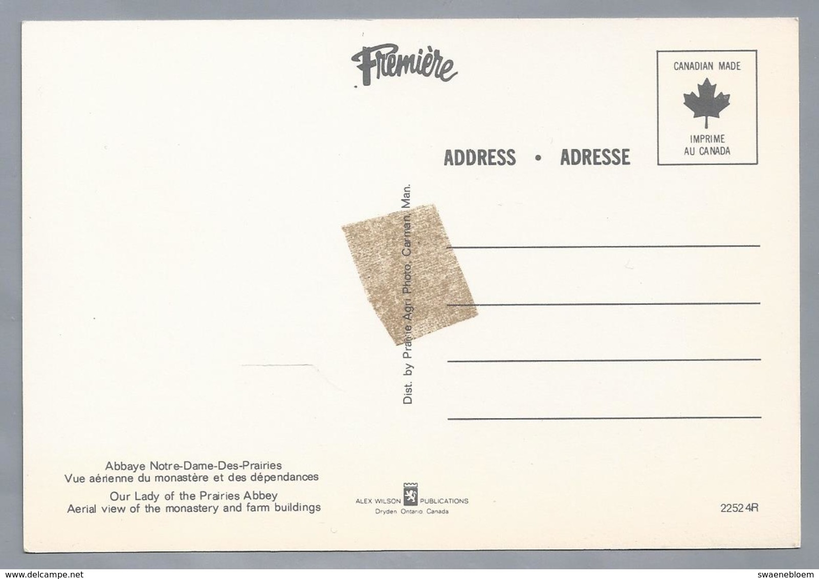 CA.- VICTORIA, Les Nouvelles Prairies - Holland, Manitoba - The New Prairies. Abbaye Notre Dame Des Prairies. - Andere & Zonder Classificatie
