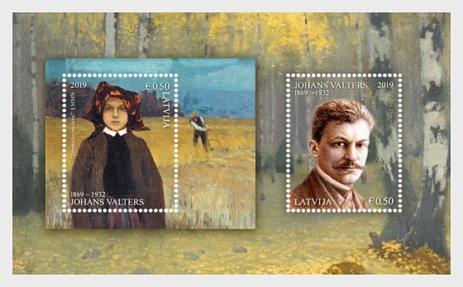 H01 Latvia 2019Distinguished Artists Johans Valters Miniature Sheet   MNH Postfrisch - Lettland