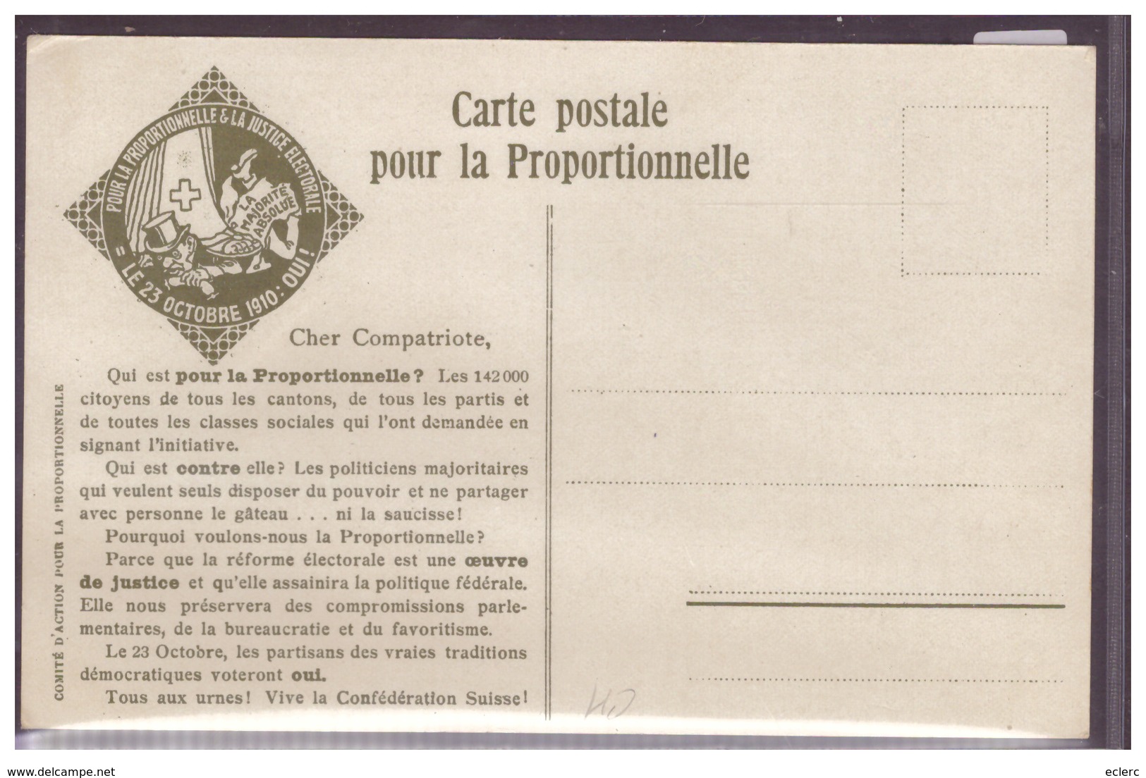 VOTATIONS - POUR LA PROPORTIONNELLE - TB - Port