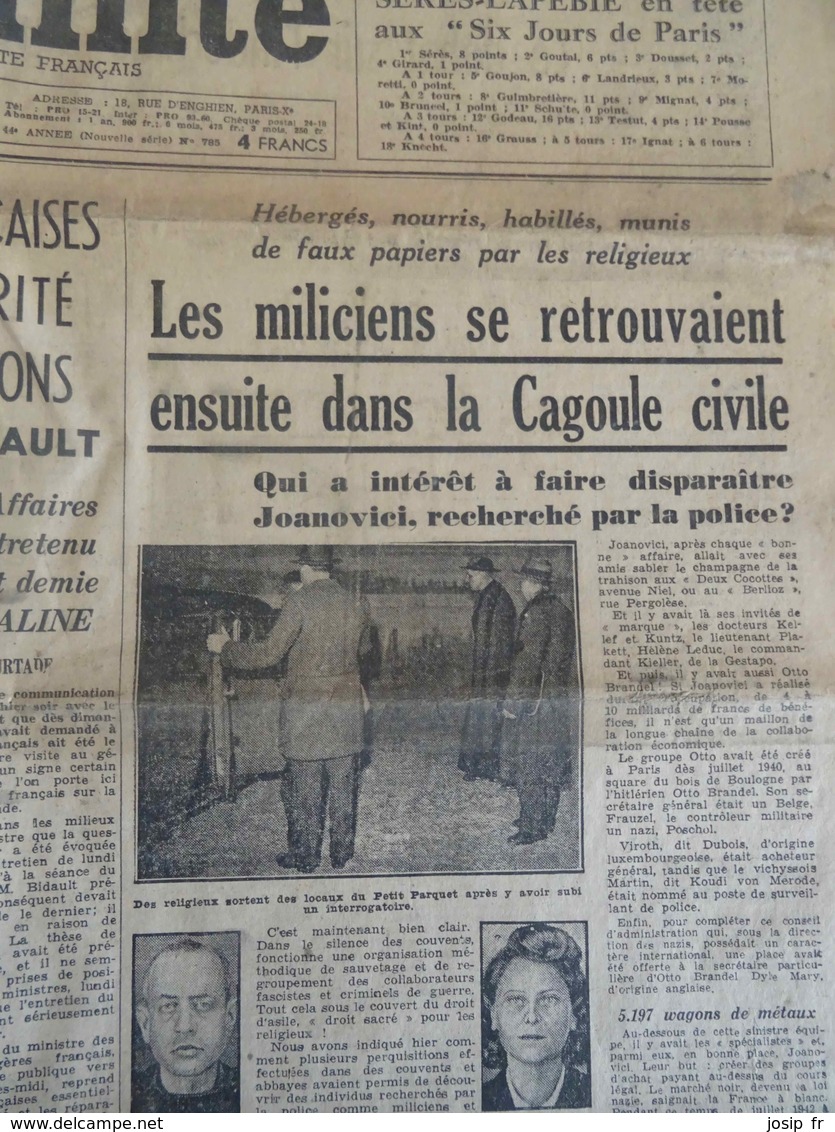 Lot de 12 numéros L'HUMANITÉ et L'HUMANITÉ-DIMANCHE 1947-1967