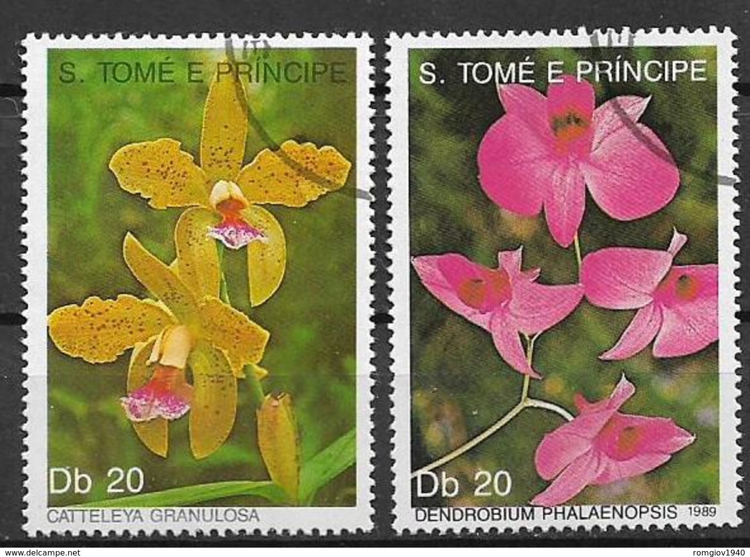 SAINT-THOMAS ET PRINCE   1989     FIORI ORCHIDEE    YVERT 946-947   USATA   VF - Sao Tomé E Principe