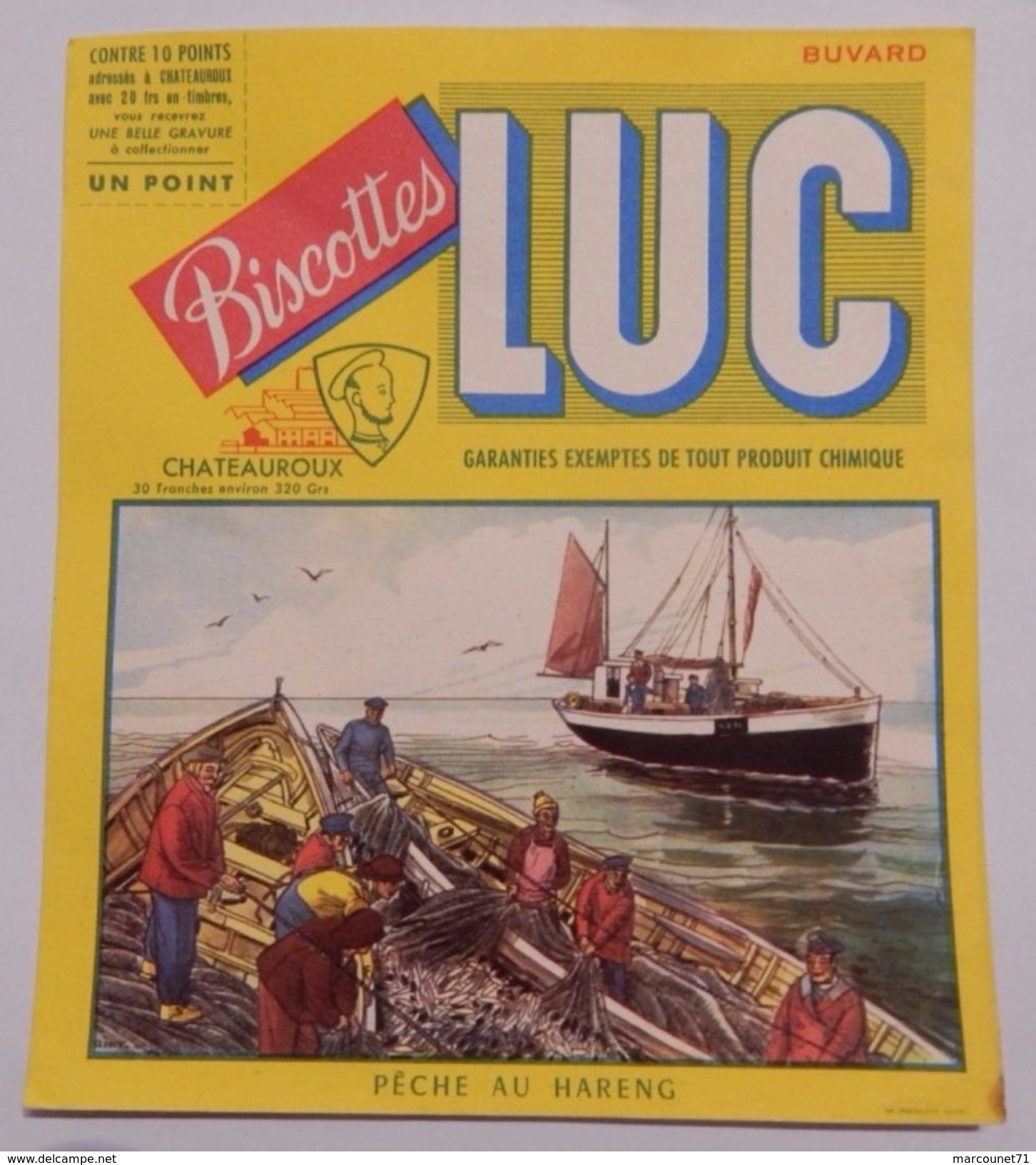 Ancien Buvard Biscottes LUC Châteauroux Pêche Aux Harengs - Biscottes