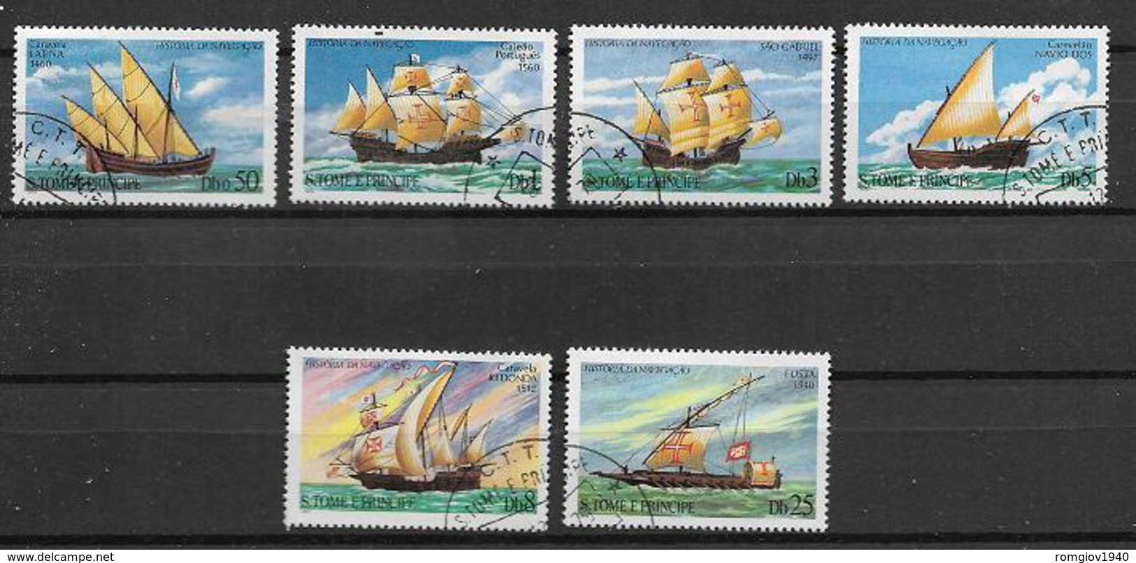 SAINT-THOMAS ET PRINCE   1980  NAVI A VELA YVERT. 566-571 USATA VF - Sao Tomé E Principe