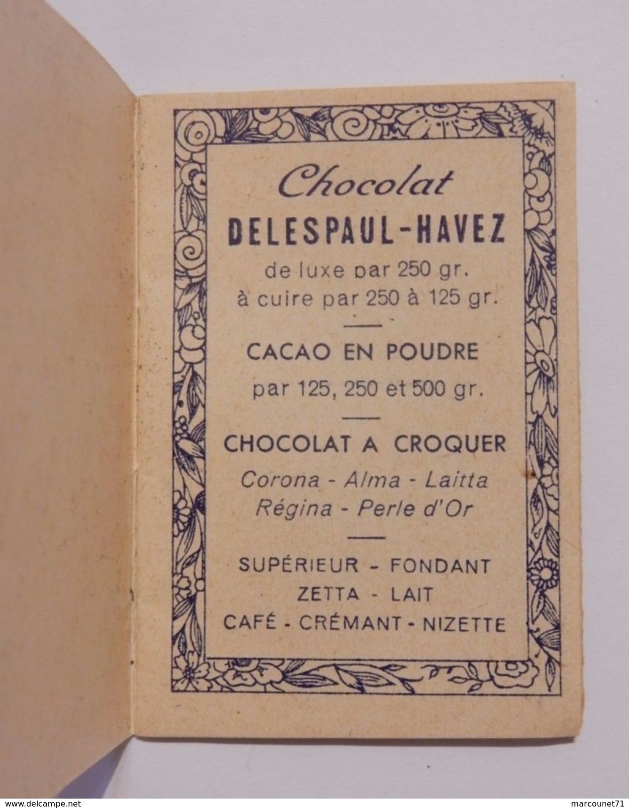 CALENDRIER PETIT FORMAT 1939 MEMENTO CHOCOLAT DELESPAUL HAVEZ LILLE OISEAUX - Petit Format : 1921-40