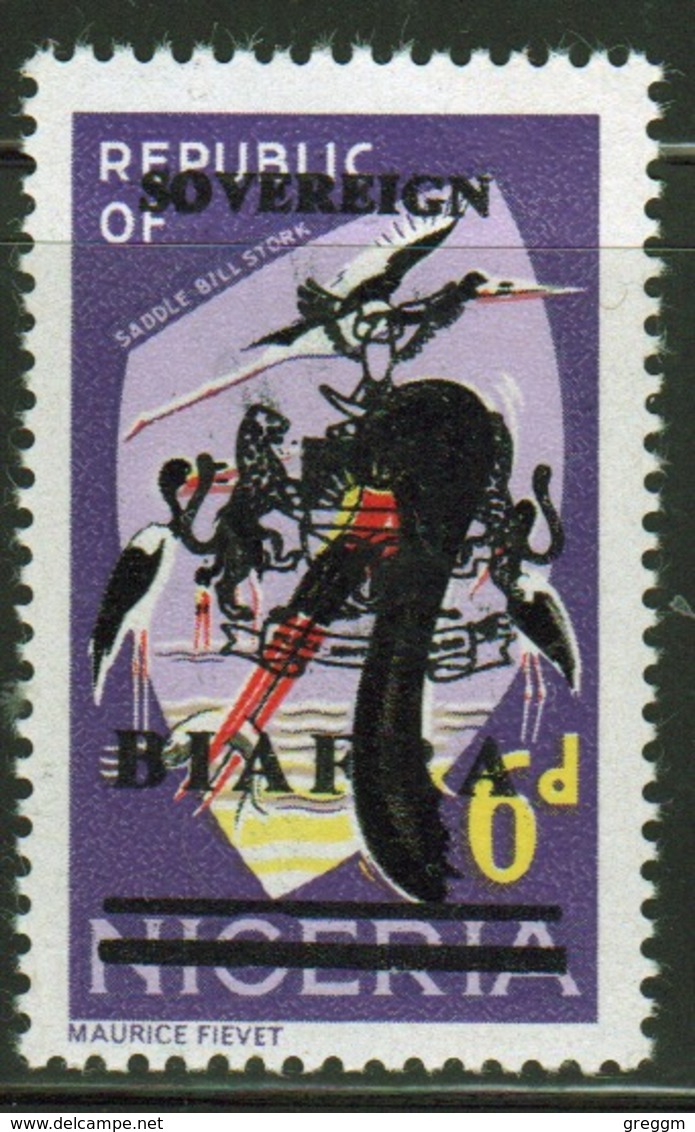 Biafra 1968 6d Definitive Stamp Of Nigeria Overprinted 'Sovereign Biafra'. - Nigeria (1961-...)