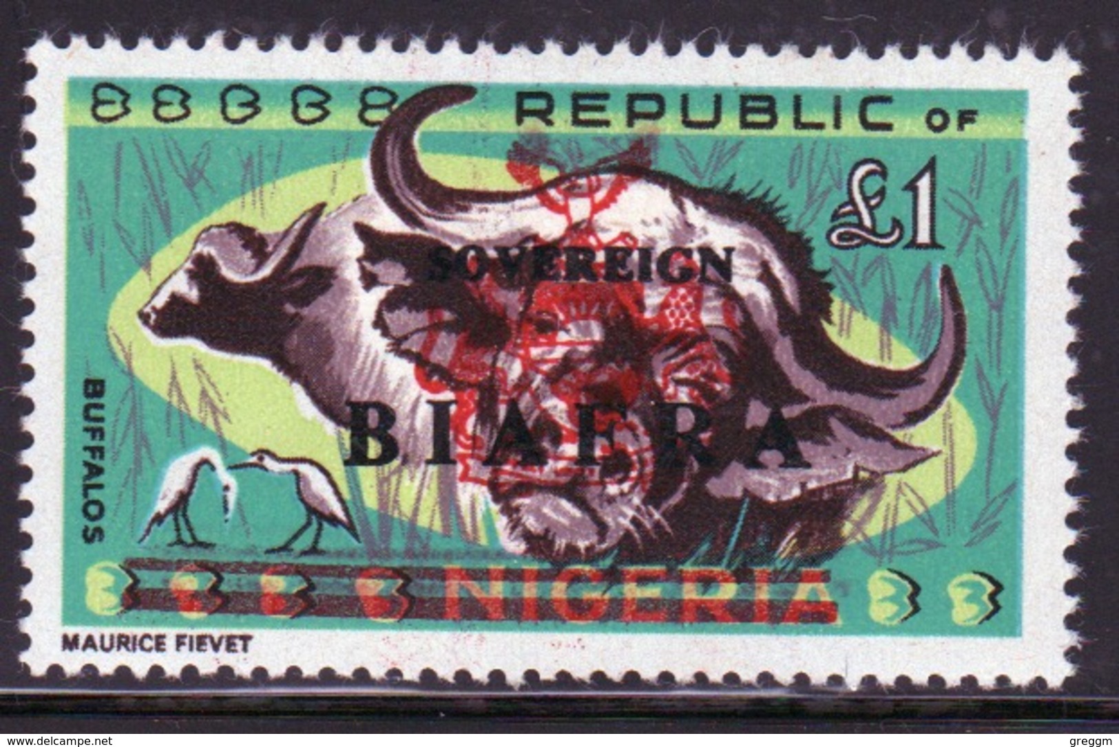 Biafra 1968 £1 Definitive Stamp Of Nigeria Overprinted 'Sovereign Biafra'. - Nigeria (1961-...)