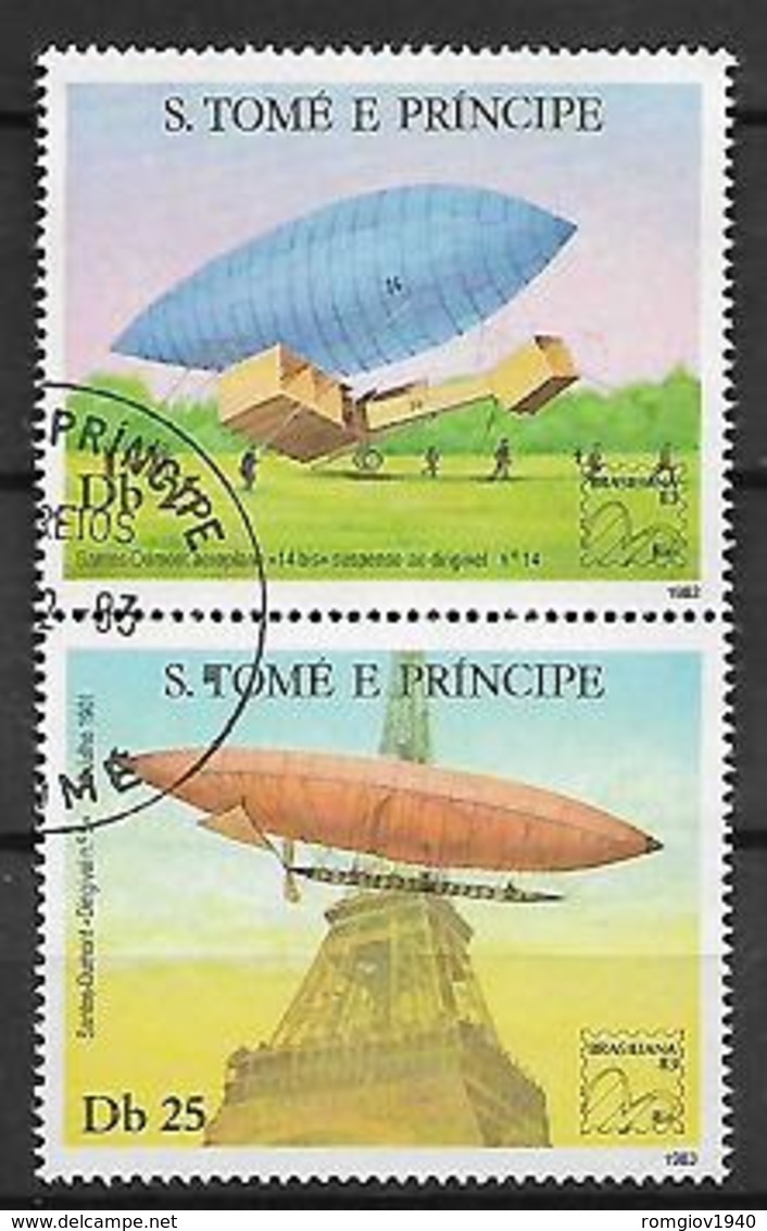 SAINT-THOMAS ET PRINCE   1983  PRIMA ASCENSIONE DELL'UOMO NELL'ATMOSFERA YVERT. 739-740 USATA VF - Sao Tomé E Principe