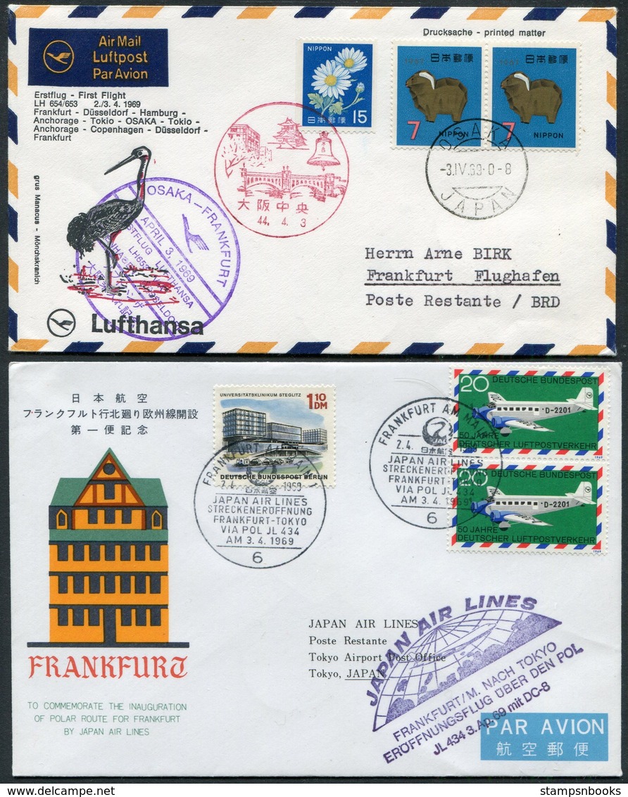 1969 Japan / Germany First Flight Covers (2). - Posta Aerea