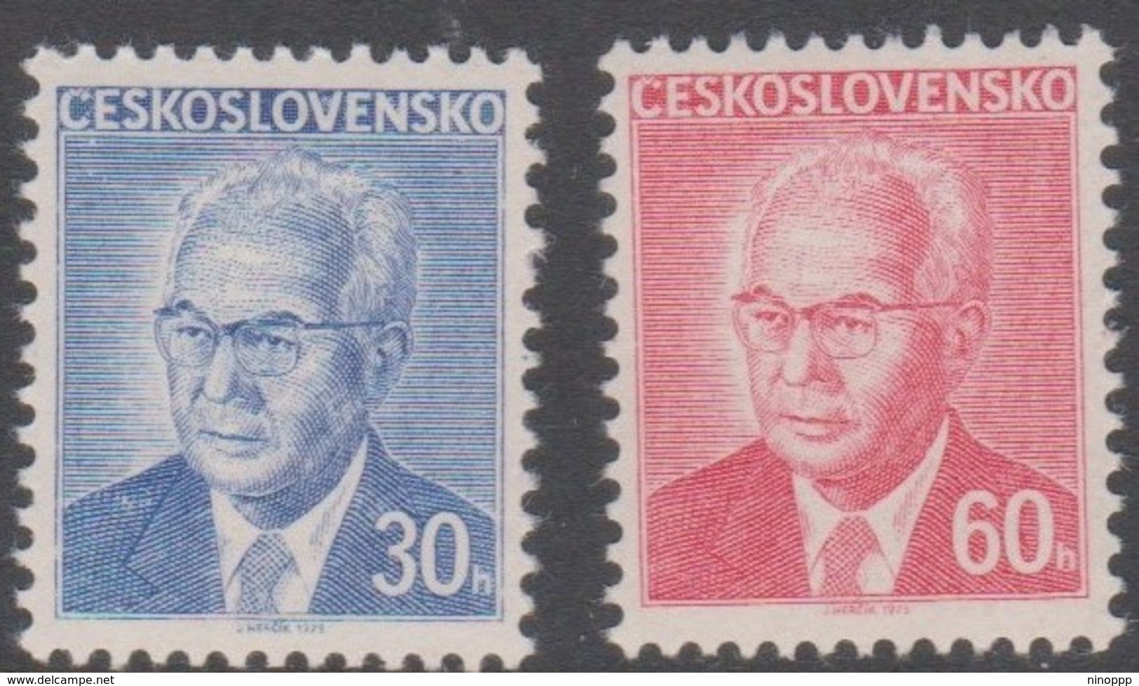 Czechoslovakia Scott 2035-2036 1975 Pres Gustav Husak, Mint Never Hinged - Unused Stamps