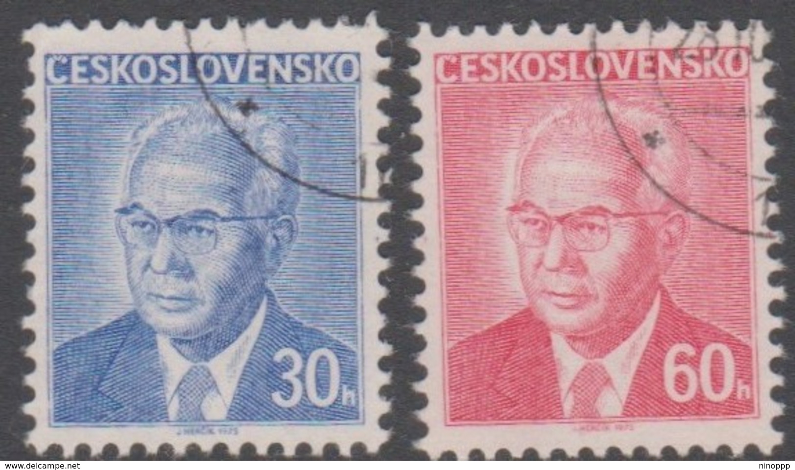 Czechoslovakia Scott 2035-2036 1975 Pres Gustav Husak, Used - Used Stamps