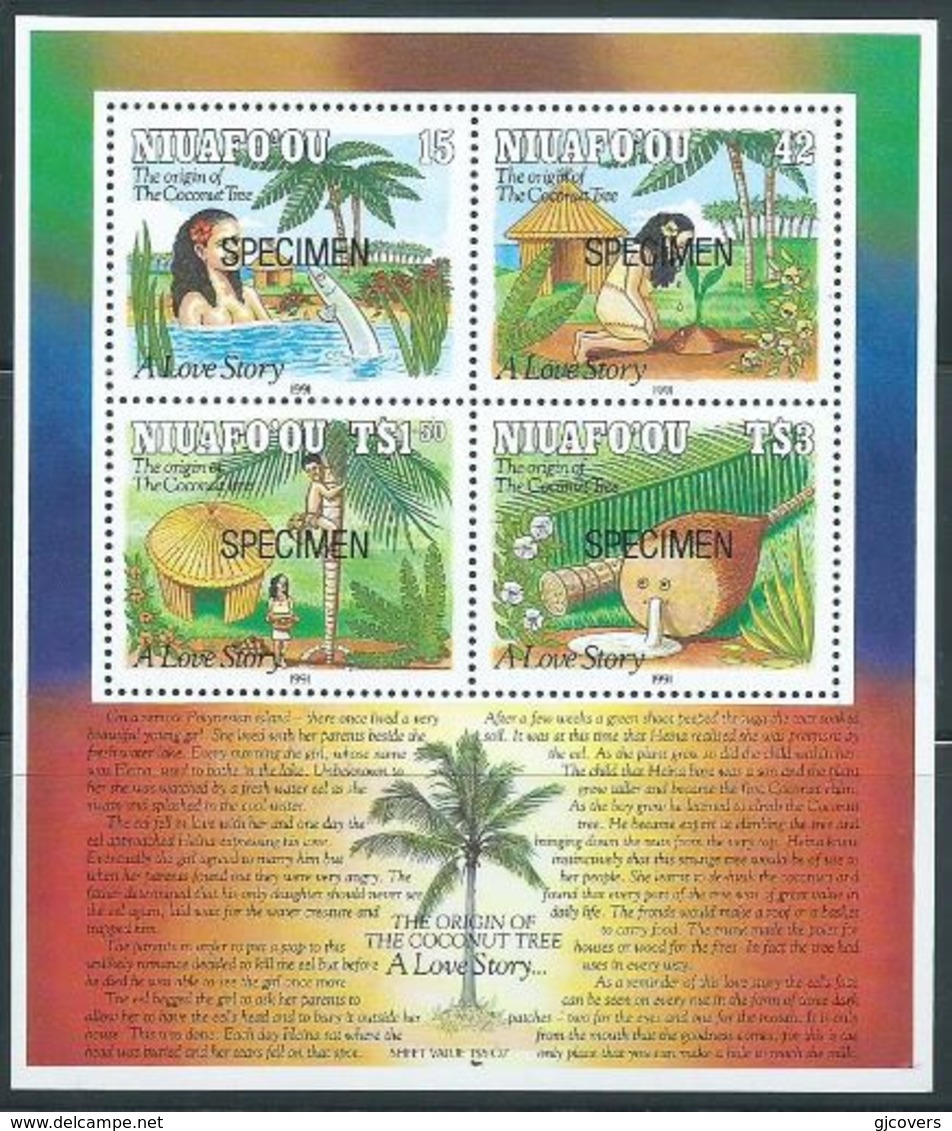 Tonga Niuafo'ou 1991 Specimen S/S - Legend Of The Coconut - Tonga (1970-...)