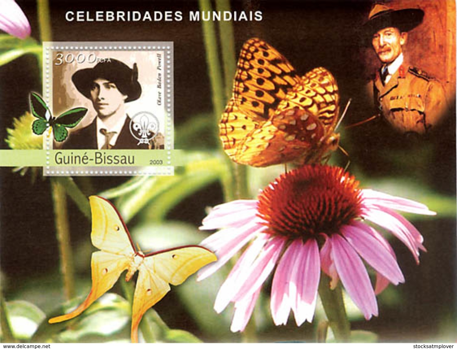 Guinea Bissau 2003  O.B.Powel – Scouts ,flower  Butterflies - Guinea-Bissau