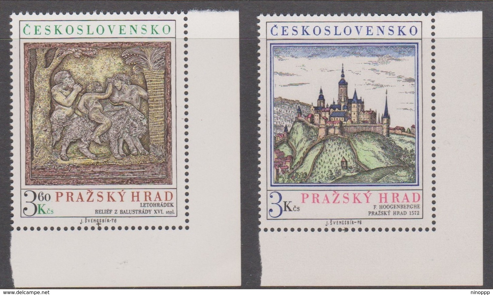 Czechoslovakia Scott 2081-2082 1976 Prague Castle Art, Mint Never Hinged - Unused Stamps