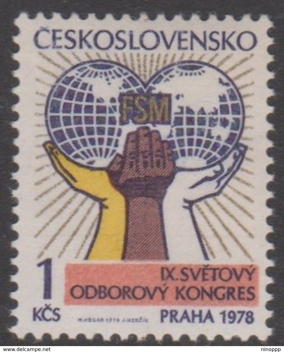 Czechoslovakia Scott 2167 1978 9th World Trade Union Congress, Mint Never Hinged - Unused Stamps