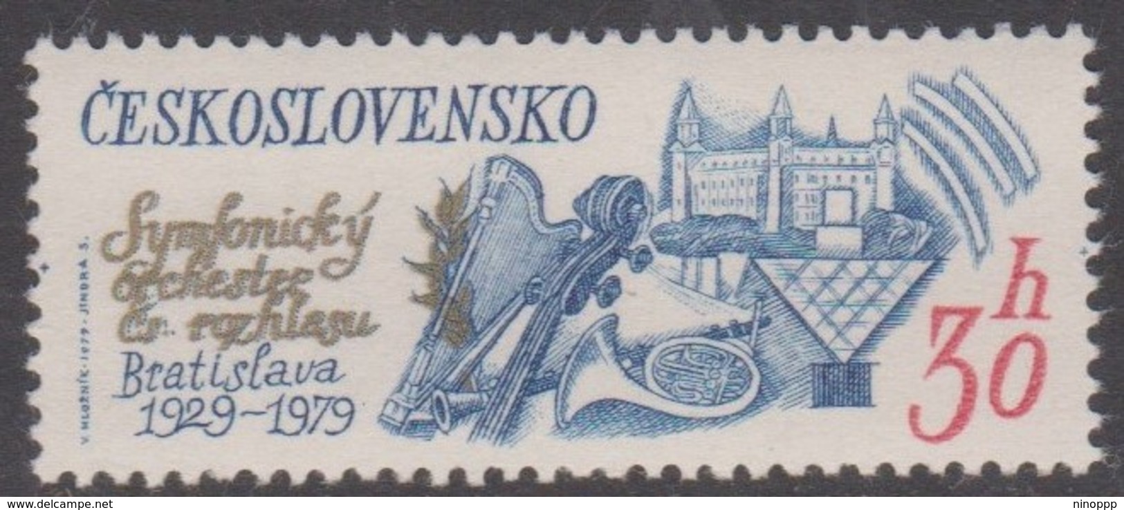 Czechoslovakia Scott 2235 1979 Anniversaries 30h Musical Instruments, Mint Never Hinged - Unused Stamps