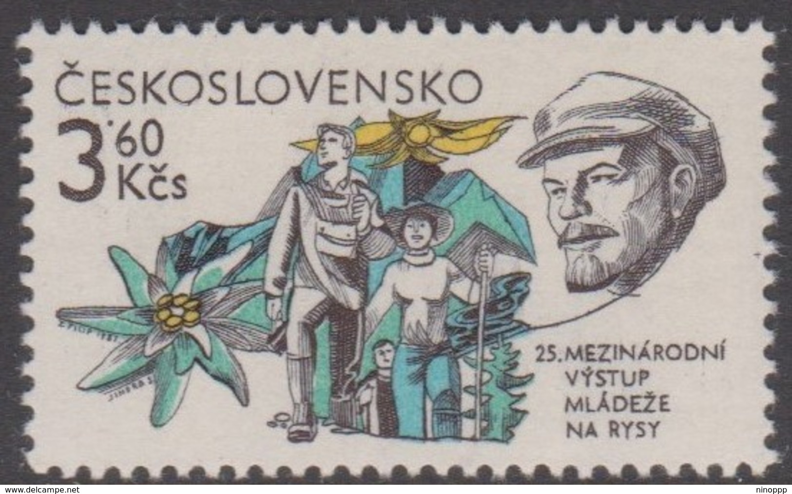 Czechoslovakia Scott 2372 1981 Anniversaries 3.60K Mountain Climbing, Mint Never Hinged - Unused Stamps
