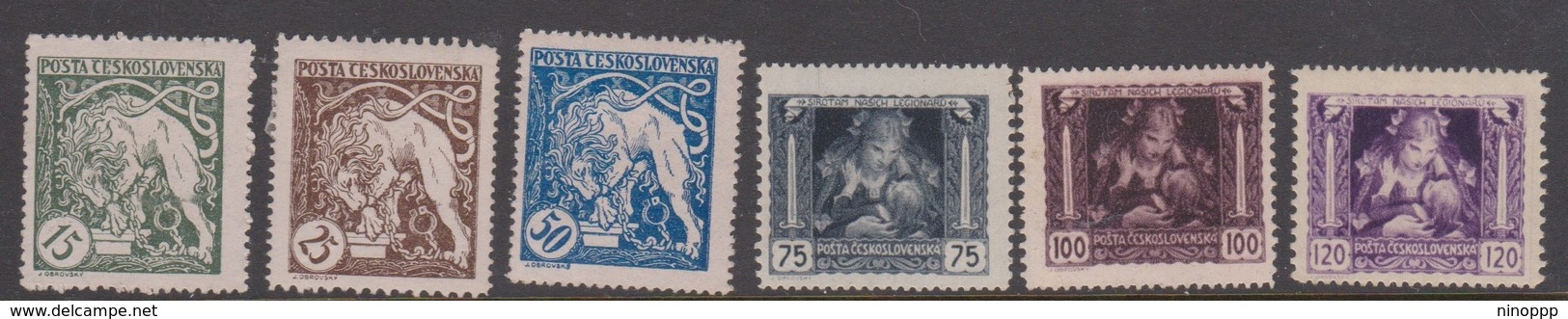 Czechoslovakia Scott B124-129 1919 First Anniversary Independency, Mint  Hinged - Unused Stamps