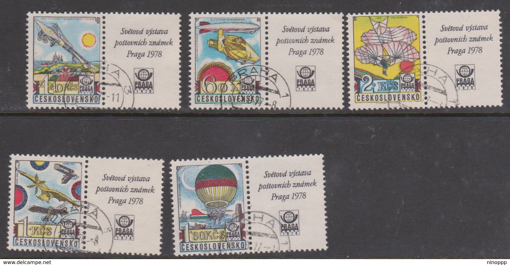 Czechoslovakia Scott C89-93 1977 Praga 78 Air Mail, Used - Used Stamps