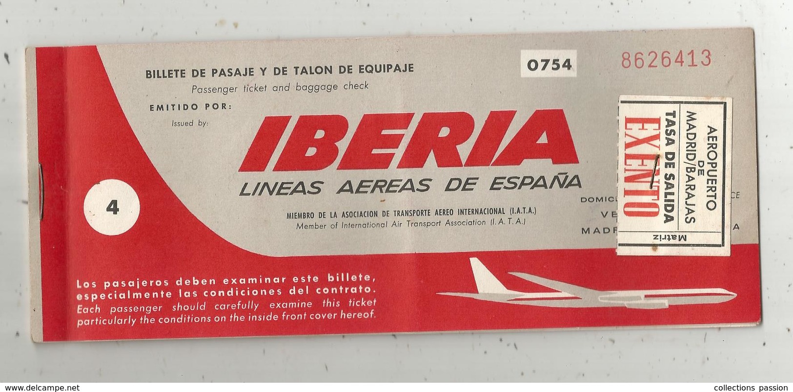 Billet D'embarquement Avion, IBERIA , 1958 , GENEVA-MADRID-TANGER-GENEVA,3 Scans ,frais Fr 1.55 E - Europe