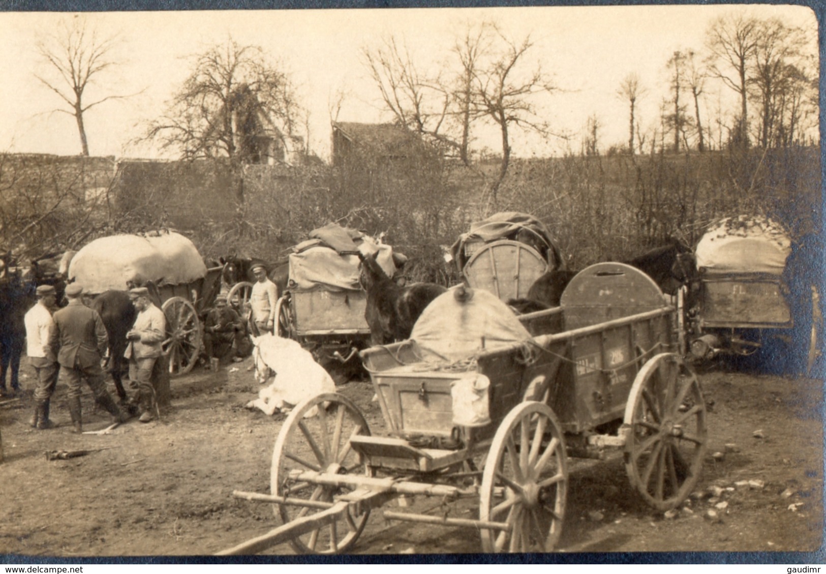 PHOTO ALLEMANDE - PARC HIPPOMOBILE DU FELD LAZARET 286 A ETALON PRES DE CREMERY - ROYE SOMME 1918 - GUERRE 1914 1918 - 1914-18