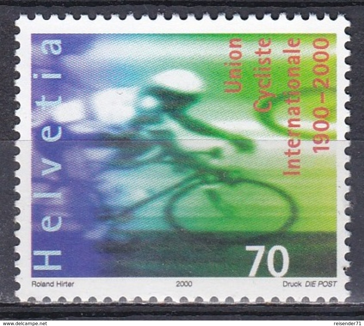 Schweiz Switzerland Helvetia 2000 Sport Radsportverband UCI Radrennen Bicycle Race Bahnradfahrer Radfahrer, Mi. 1715 ** - Ungebraucht