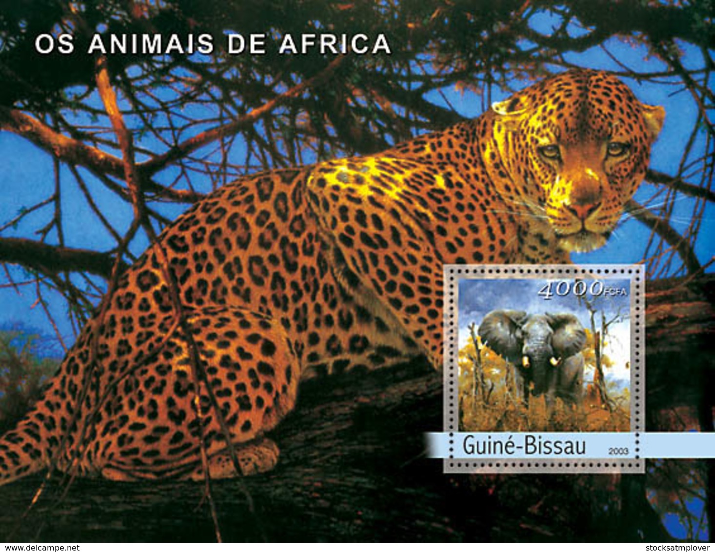 Guinea Bissau 2003 Animals Of Africa ,fauna  Elephant ,leopard - Guinea-Bissau