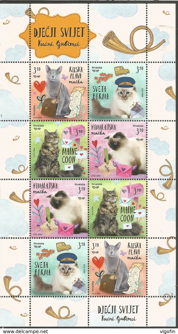 HR 2018-1303-6 CATS, HRVATSKA CROATIA, MS, MNH - Croatie