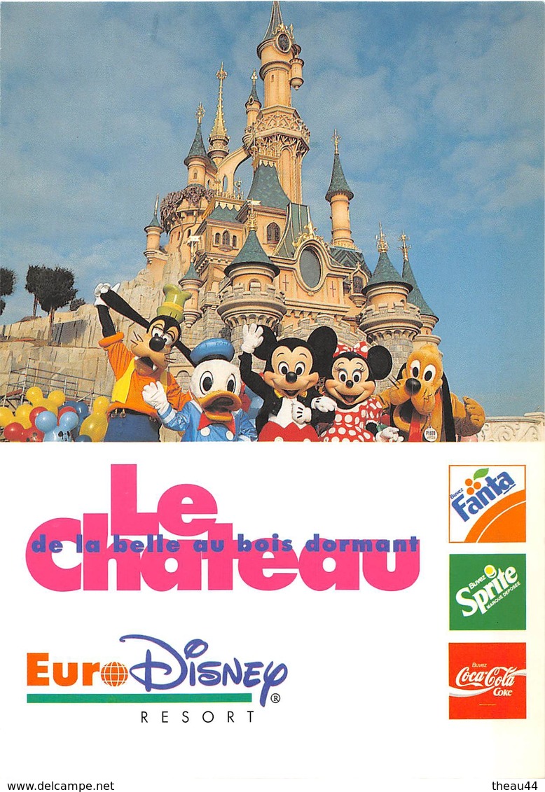 ¤¤  -  Lot de 4 Cartes Publicitaires " EURO-DYSNEY "   -  Mickey, Pluteau, Donald ........   -  ¤¤