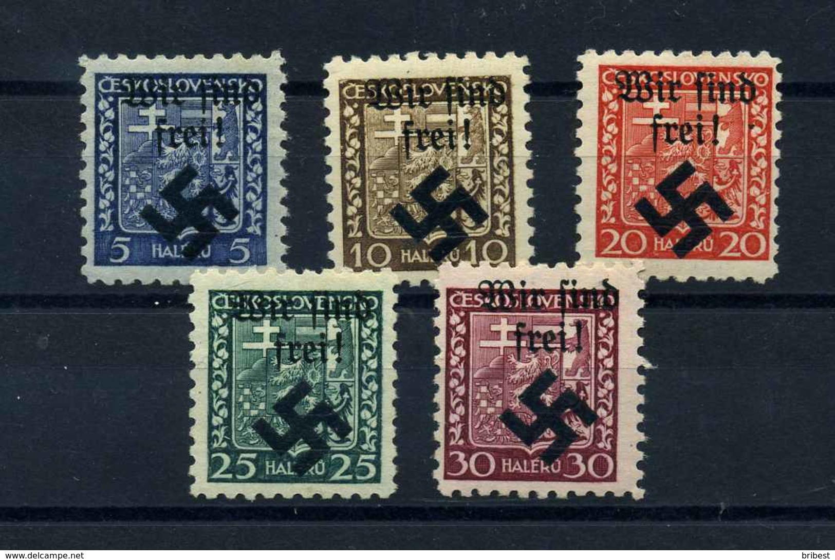 MAEHRISCH-OSTRAU 1939 Nr 1-5 Haftstelle/Falz (109796) - Besetzungen 1938-45
