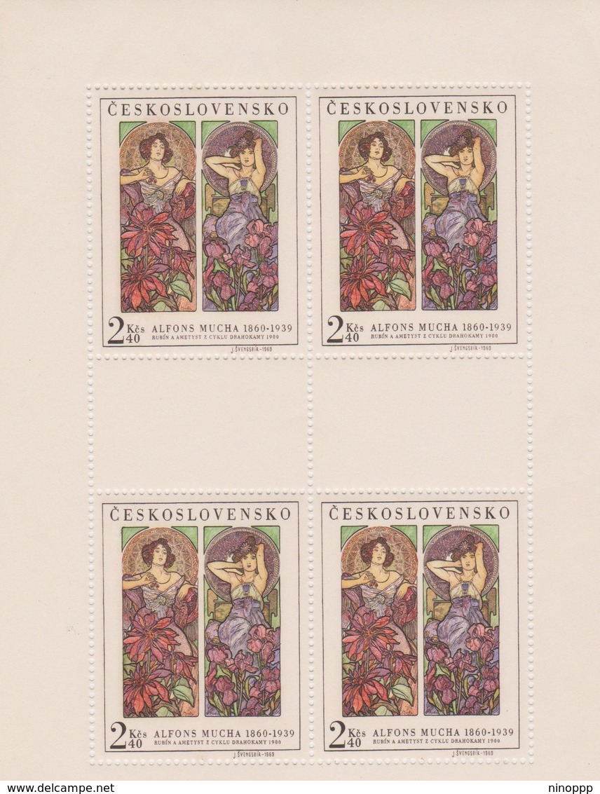 Czechoslovakia Scott 1637 1969 Alphons Mucha, Sheetlet, Mint Never Hinged - Blocks & Sheetlets